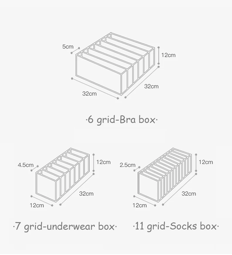 

11 grid underwear organizer drawers organizer Dormitory closet for sock home separated storage drawer box bra foldable organizer