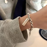 meyrroyu silver color hot selling letters pendant chain bracelet female fashion personality party jewelry on hand customized
