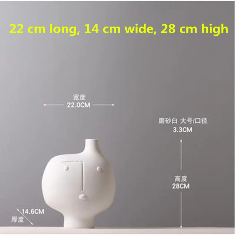 

European style white ceramic face vase, home office restaurant bar desktop decoration crafts, holiday gifts