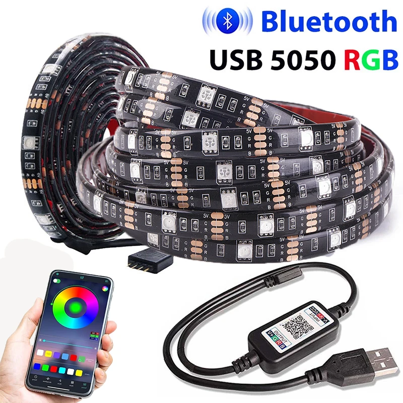

Умная Светодиодная лента Tuya с Wi-Fi, гибкая светильник ная лента RGB 5050 «сделай сам», светодиодная Светильник та RGB с диодами, 12 В постоянного ток...