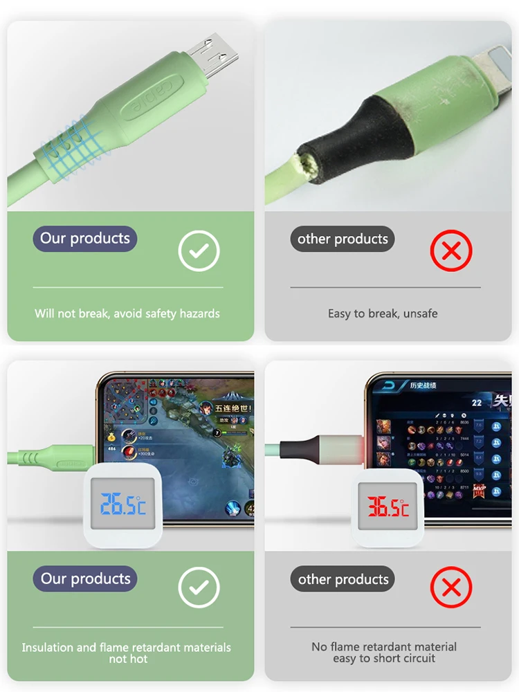 Кабель Micro USB Type C зарядный кабель из жидкого силикона для Samsung Android быстрая зарядка