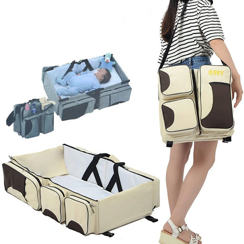 

Storage Bag Portable Multipurpose Mummy Baby Bed Bag Changing Station Easy Outdoor Travel Baby Bed Diaper Bag Wholesale