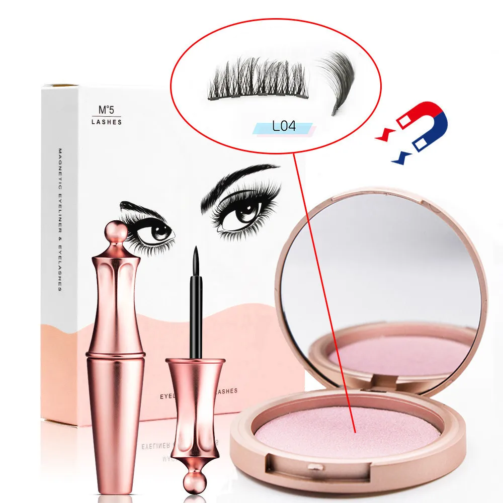 L04 Liquid Magnetic Eyeliner Set And Magnetic False Eyelashes Tweezer Magnetic Eyeliner Waterproof Long Lasting Eyeliner Eyelashes - Цвет: L04