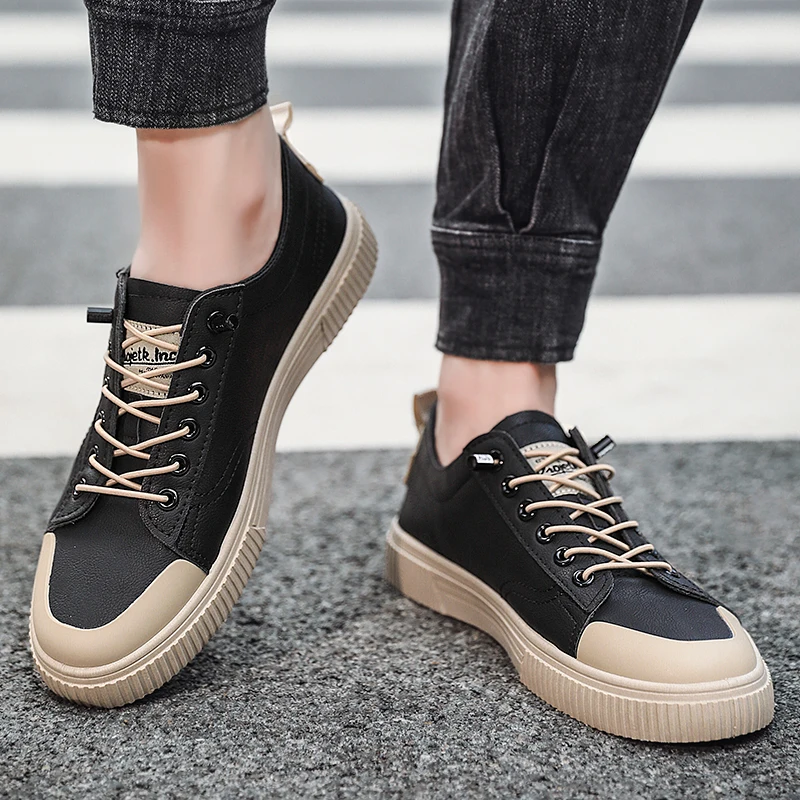 

Hot Sale Casual Shoes For MensCheap Pu Leather Men Shoes Comfortable Walking Shoes Man Fashion Men Lace Up Sneakers