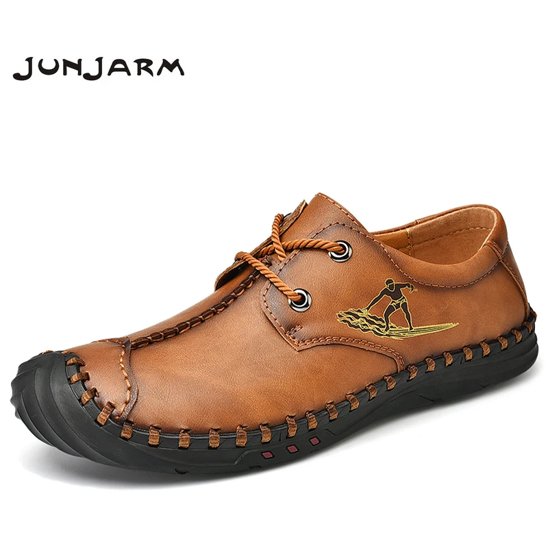 

Кроссовки JUNJARM мужские, мягкая кожа, повседневная обувь, спилок, Мокасины, ручная работа, обувь для мужчин, размеры 38-48