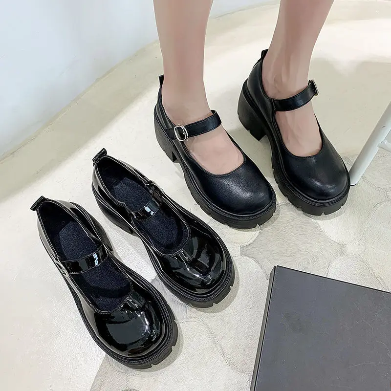 

Brand Sweet Lolita Shoes Women Gothic Punk Pumps Solid Mary Janes Shoes Womens Heels Bucket Platform Shoes Ladies Party Pumps