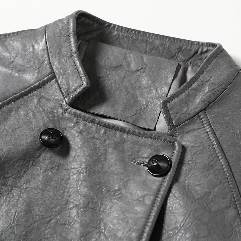 

Fall winter new leather coat, women's sheep skin, bubble leather, fashion short small coat, loose leather jacket