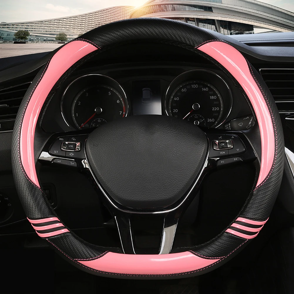 

38CM Car Steering Wheel Cover Bright Leather Steering Wheel Case Car Accessories for Girls Women Steering Wheel for bmw Honda