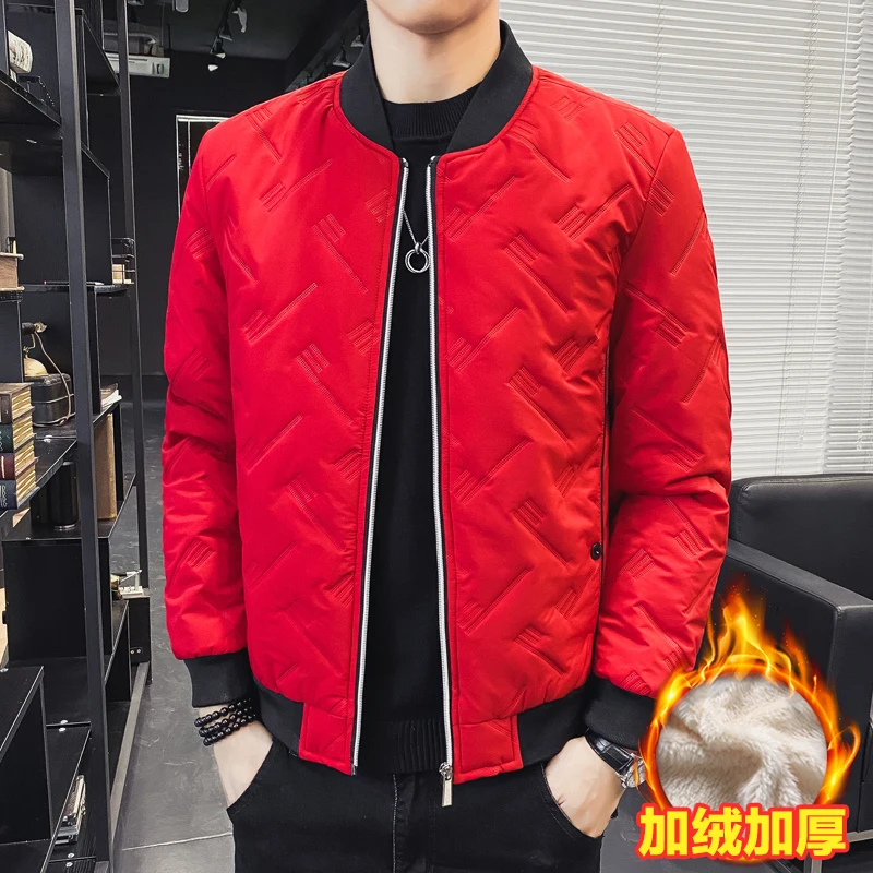 

Men's Cotton Jacket Autumn and Winter Thick Jacket Trendy Fashion Jacket V-neck Zipper Warm Black Jacket Men's Plus Size M-6XL