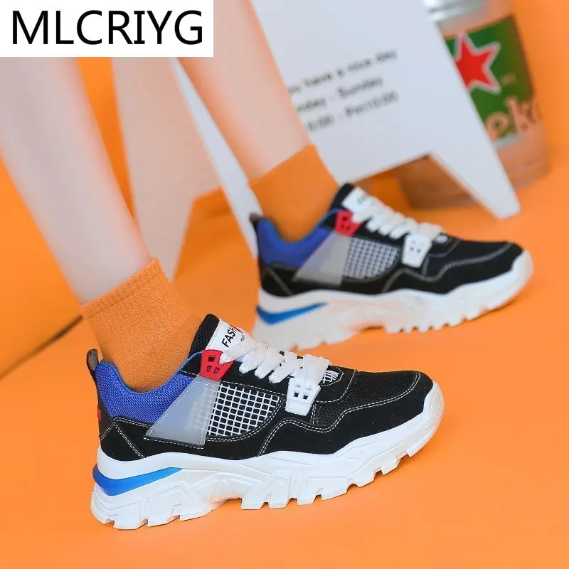 

Spring New Mesh Breathable Women Sneaker Fashionable Comfortable Walking Women Casual Shoes Lace-up Vulcanized Women's Shoes