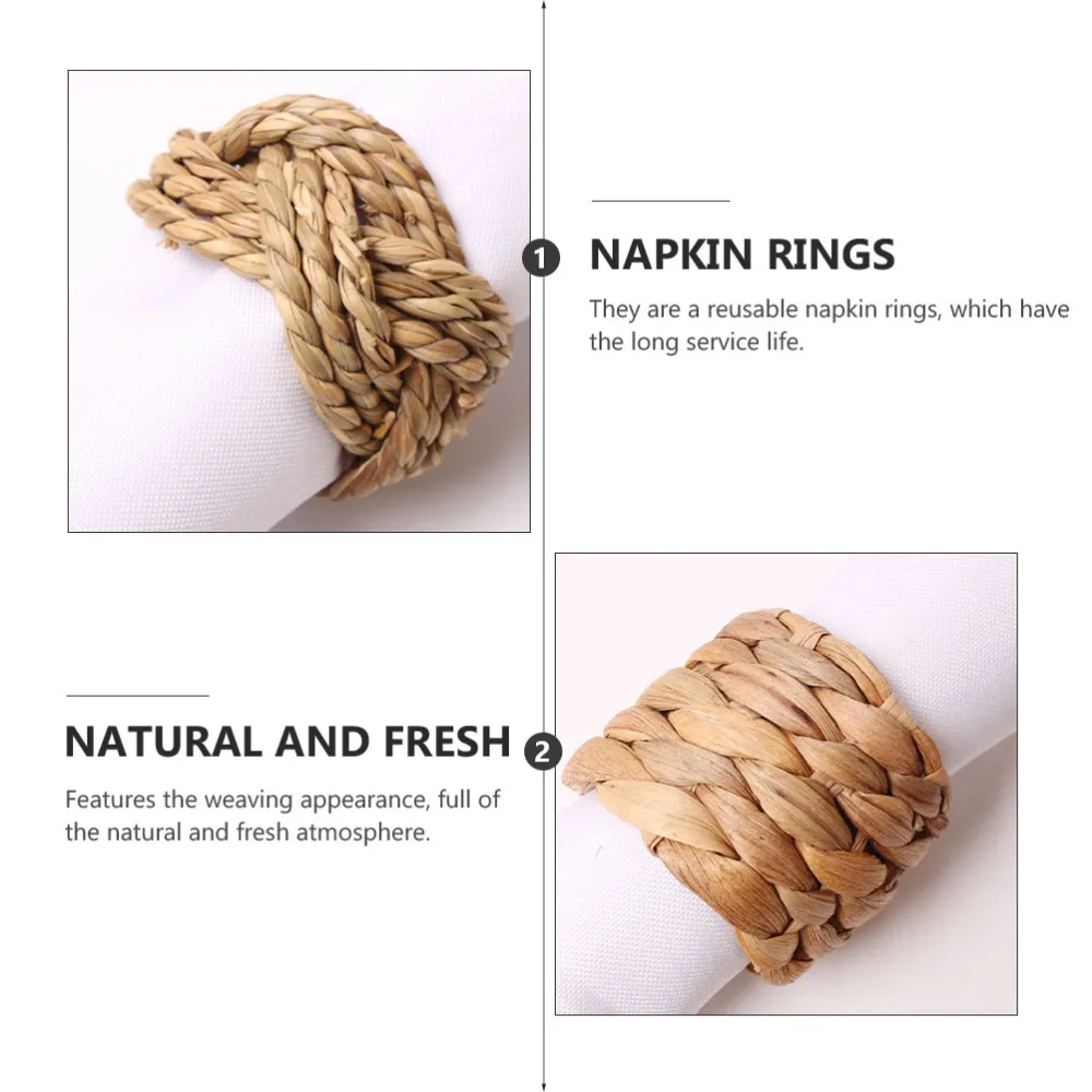 

4Pcs Natural Napkin Holders Woven Napkin Buckles Decorative Napkin Holder Rings