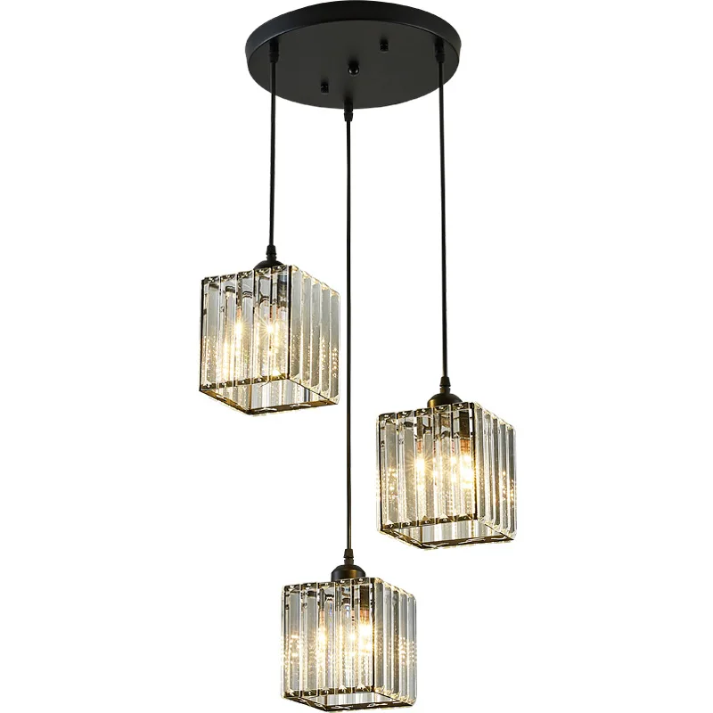 Хрустальная люстра в скандинавском стиле для столовой трехсторонняя