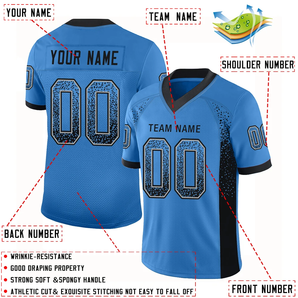 Custom New Gradient Football Jersey Printed With Your Team Player Name Number Outdoor Game Sport Shirt For Men/Kids