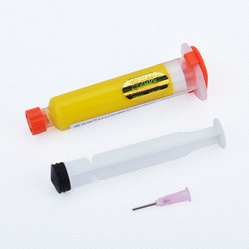 

Yellow UV Soldering Paste Flux 10CC For PCB BGA Circuit Board Protect Curable Solder Welding Fluxes Oil +1 Syring Push Needle