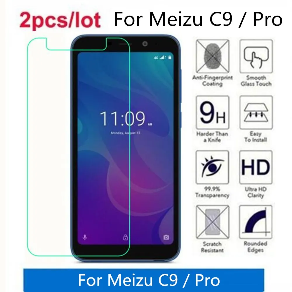 2 шт./лот закаленное стекло 9H 2.5D для Meizu C9 Pro Премиум Защитная пленка экрана