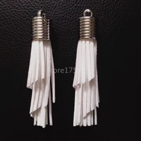 fuyier new asymmetric suede tassel silver top diy jewelry accessories for key chains earrings charming pendant 7 8cm 12pcslot