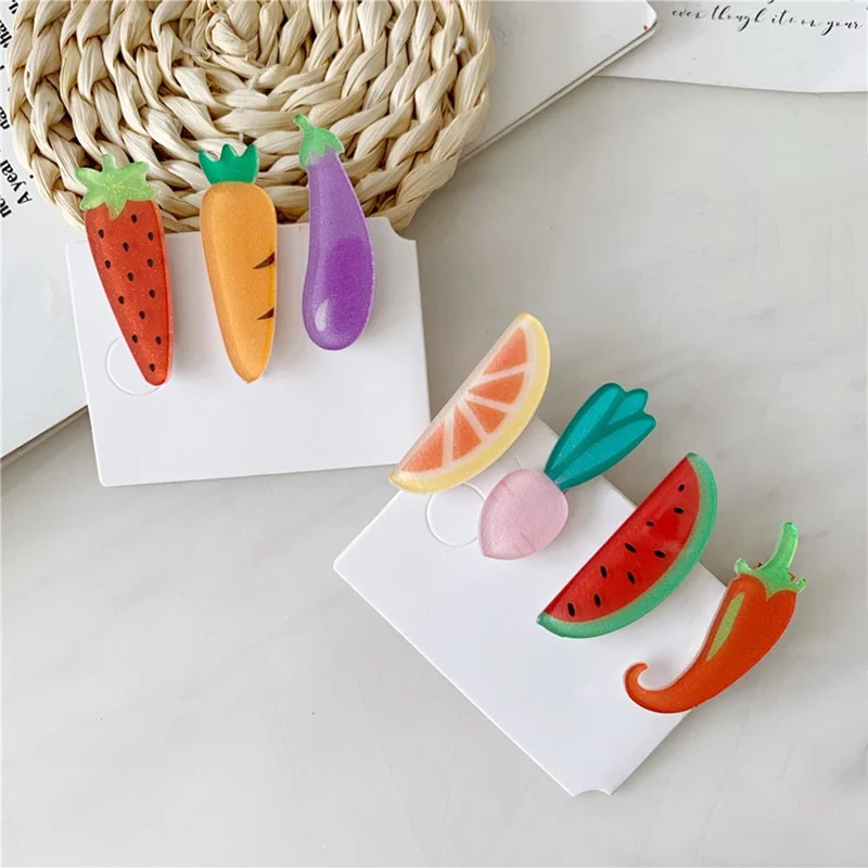 Заколка для волос детская в форме овощей фруктов 2 шт. модная шпилька | Детская
