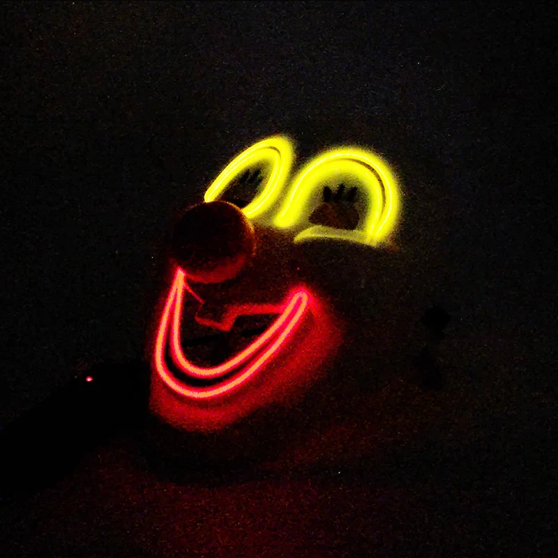 Светящаяся цирковая смешная маска клоуна Костюмы Аксессуары улыбающегося лица с