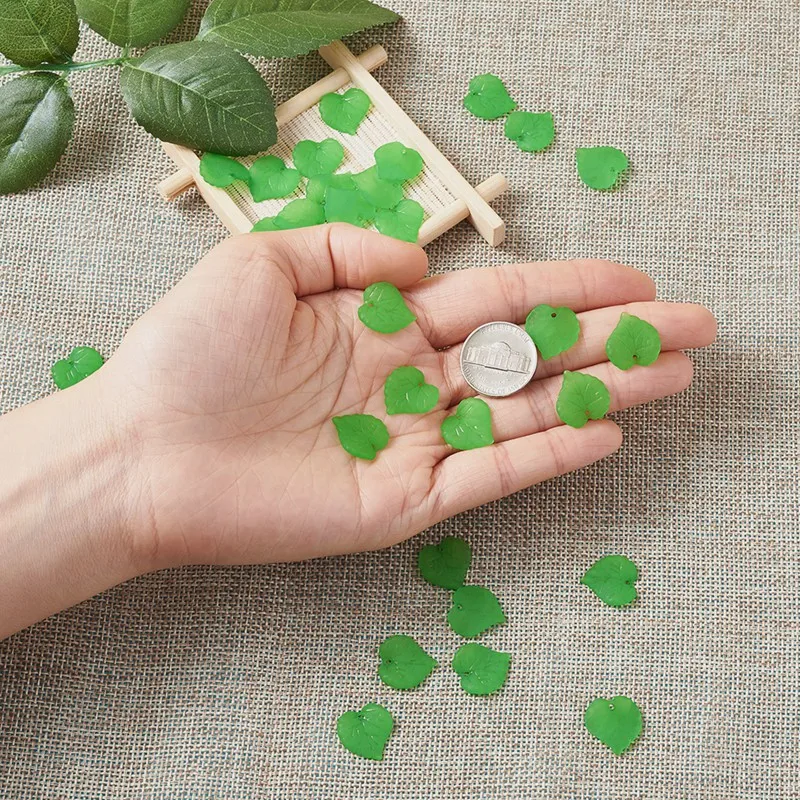 50 шт. Матовые прозрачные акриловые подвески в виде листьев женский браслет