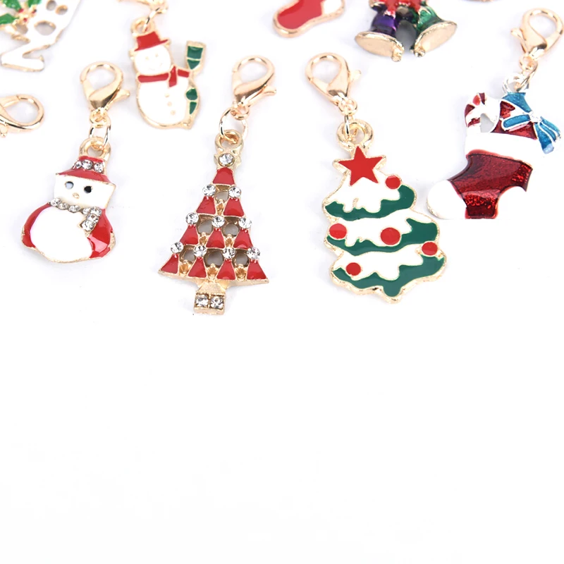 

19Pcs Enamel Christmas Mix Style Keychains Lobster Buckle Charms DIY Jewelry