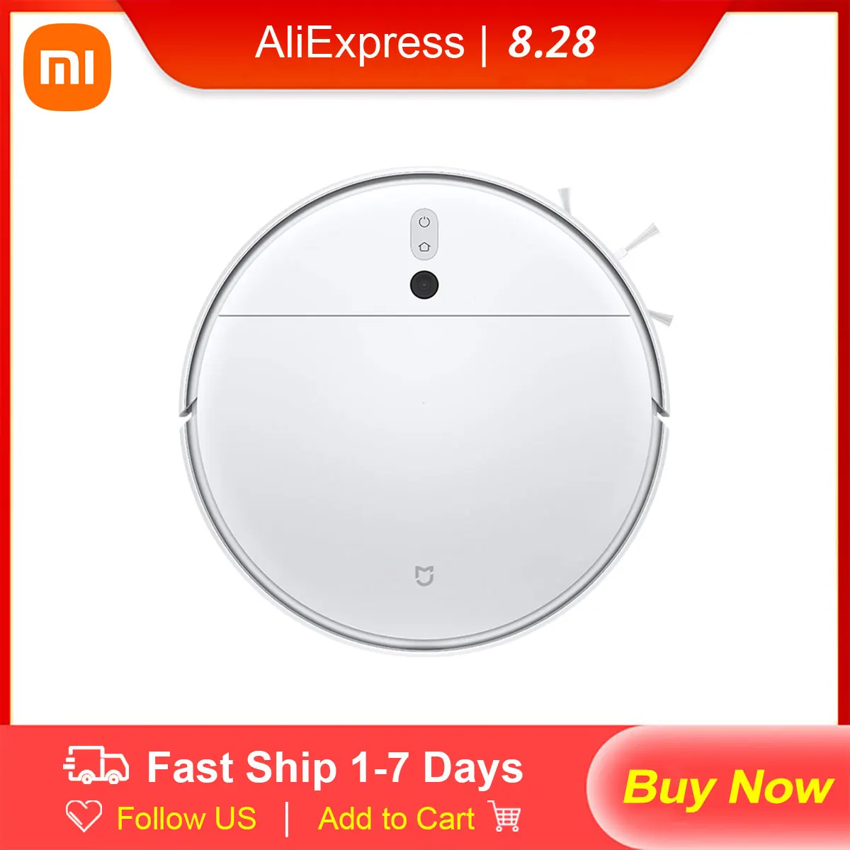 

XIAOMI MIJIA Mop Robot Vacuum Cleaner 2C for Home Auto Sweeping Mopping Dust Sterilize 2700Pa Cyclone Suction Smart Planned App