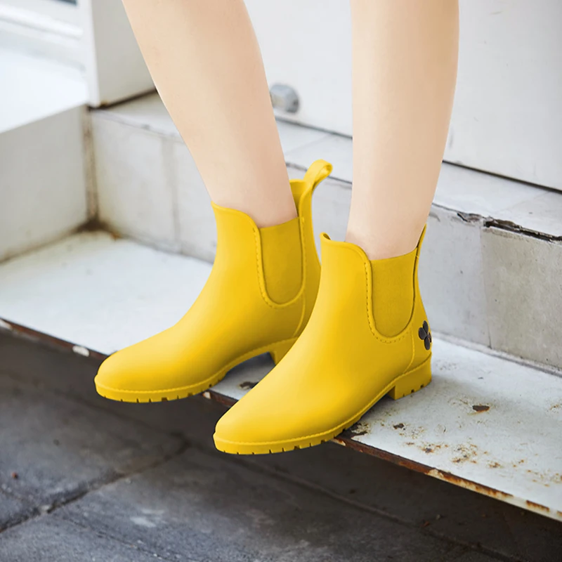 Резиновые сапоги женские Ботильоны с нескользящей подошвой Модные резиновые