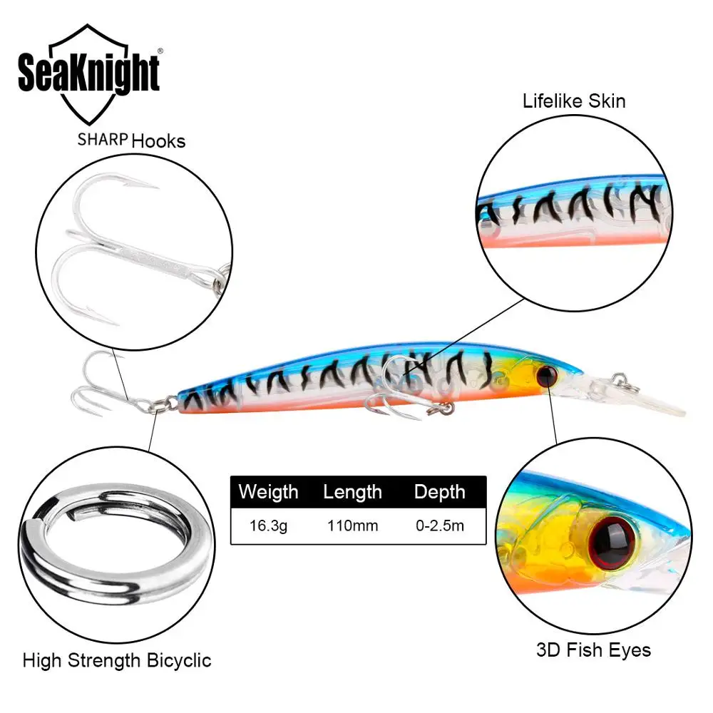 SeaKnight Minnow SK045 Рыболовная Приманка 5 шт. 16 3 г 110 мм 0 2 м плавающая приманка