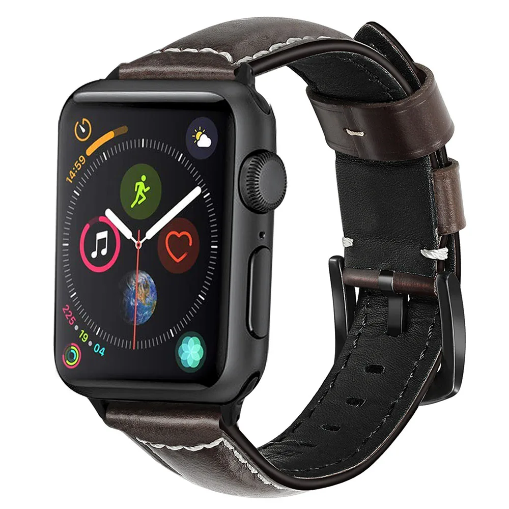 Кожаный ремешок для часов iWatch Apple Watch 38 мм 40 мм 42 мм 44 мм серии 5 4 3 2 1 коричневый ремешок браслет