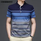 COODRONY брендовая весенне-летняя модная полосатая рубашка поло с коротким рукавом для мужчин, высокое качество, 100% хлопок, деловой Повседневный крутой Топ C5185S