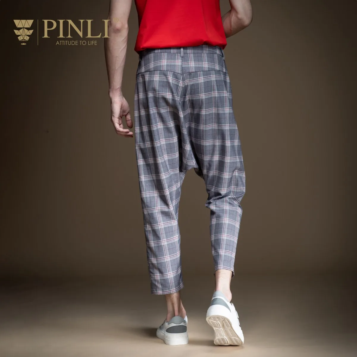 Pinli 2020 Spring New Slim English lattice Pencil pants Men's Business Casual Harem Ankle-length Pant B201317094 | Мужская одежда