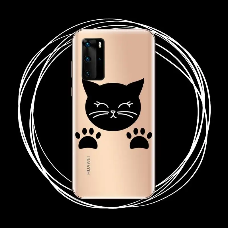 

Cute cat scratching Phone Case Transparent for Huawei P20 P30 P40 honor 8 10i P smart 2019 Samsung A71 A21S S10 20 plus