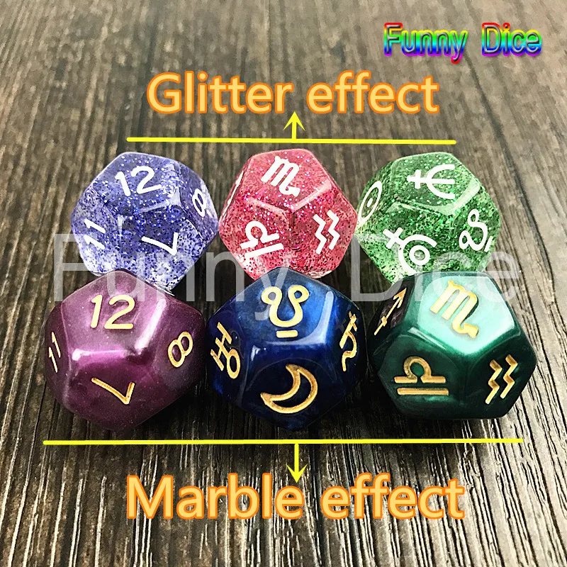 Высокое качество акрил 3 шт./компл. божественные 12 Сторон как кубик Таро 6 цветов с