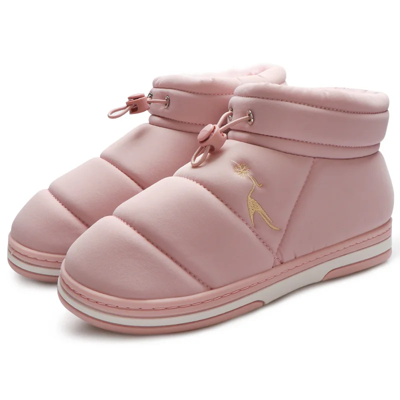 light purple Домашние тапочки; женская зимняя домашняя обувь; теплые меховые шлепанцы; женские тапочки; Femme; Плюшевые водонепроницаемые тапочки; Pantuflas De Mujer - Цвет: light purple