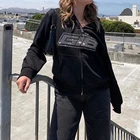 2021 Модные женские толстовки в стиле Харадзюку с длинным рукавом, свободная толстовка с капюшоном и надписью со стразами, Спортивная повседневная куртка на осень и зиму