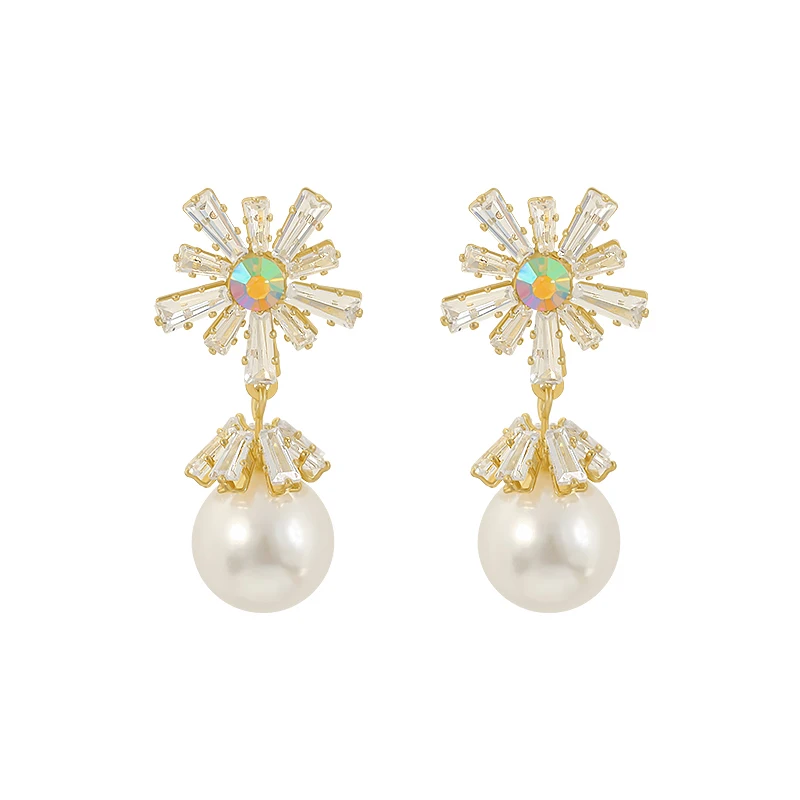 

Earrings 2020 Trend Shiny Zircon Unusual Earrings Sunflower Earrings for Woman Pearl Earrings Elegant Jewelry Party Accessories