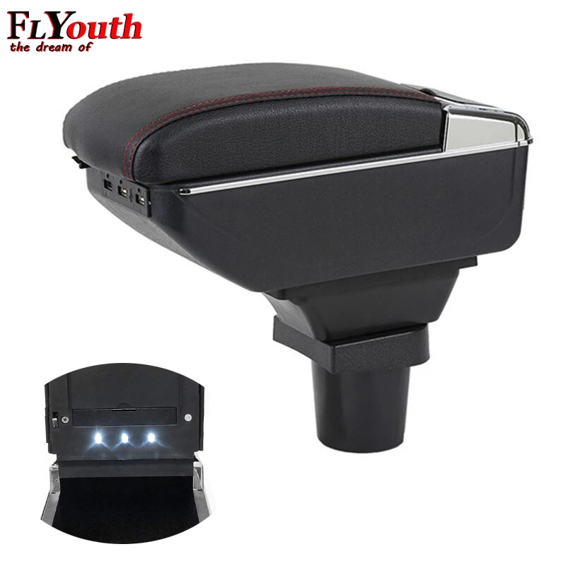 Подлокотник для Toyota Yaris Vitz хэтчбек 2006-2011 usb зарядка светодиодный светильник подлокотник вращающийся центральный консольный ящик для хранения