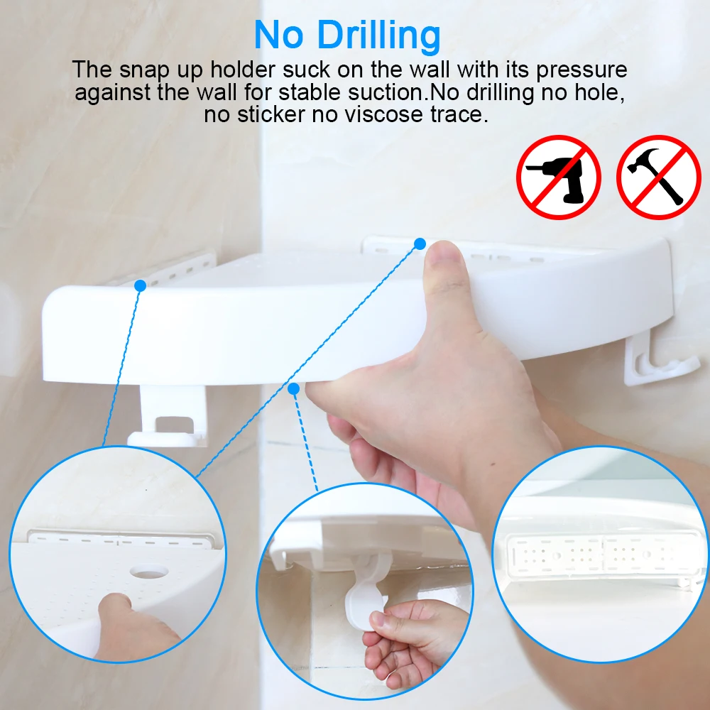 Настенная угловая полка Qrganizer для ванной комнаты пластиковая настенный