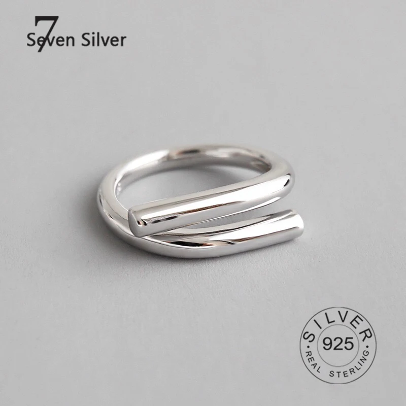 

Real 925 sterling silver finger rings for women iron stick shape Trendy fine Jewelry Large Adjustable Antique Rings Anillos