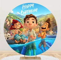 disney luca round photography polyester backgrounds kid girl birthday party backdrops decoration for baby shower party supplies
