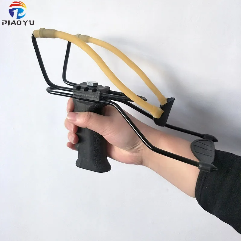 

Heavy Slingshot Catapult Rubber Band Hunting Metal With Wrist Rest Outdoor Handhold Shooting Game