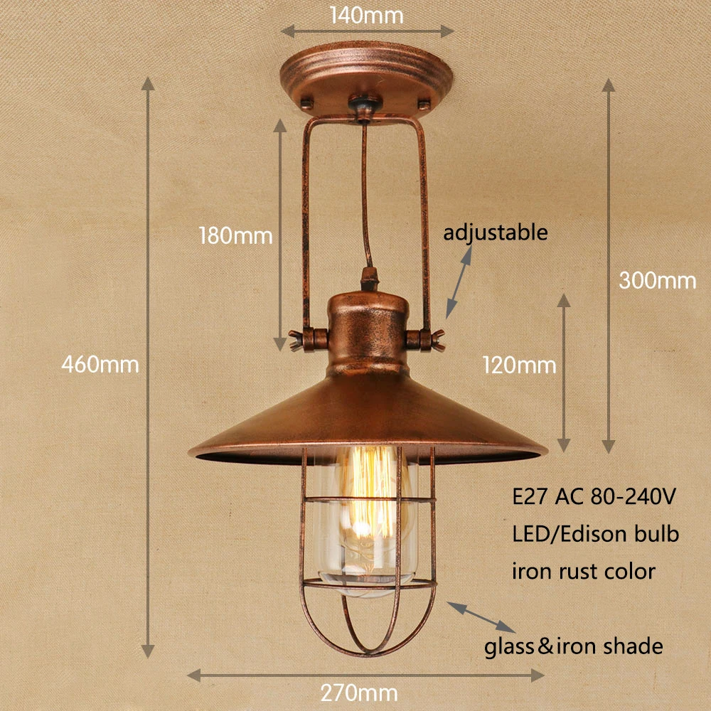 Винтажная Регулируемая потолочная лампа черного/ржавчины в стиле лофт
