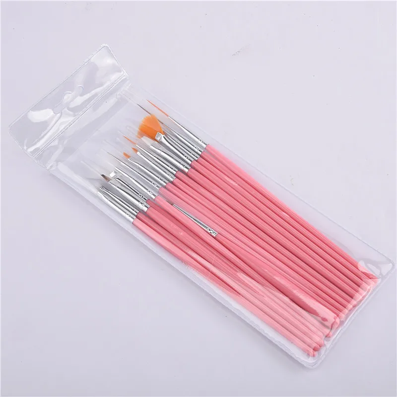

Manicure Brush 15 S Nail Brush Set White Penholder Pink Rod Brush Nail Shop Special Fluoresent Marker
