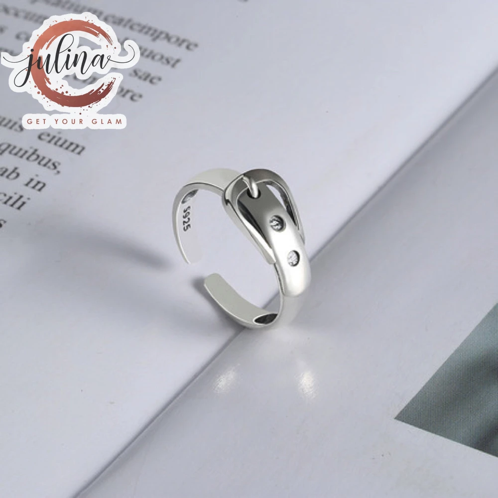 

Sterling Silver Hypoallergenic S925 Top Fashion Belt Design Open Ring For Women European Style