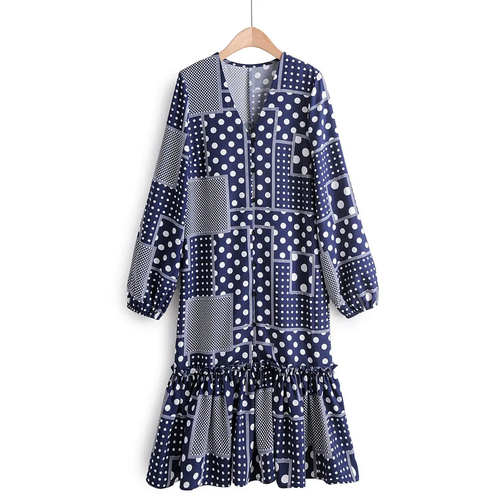 Новинка 2020 женское винтажное платье кимоно средней длины с v образным вырезом в