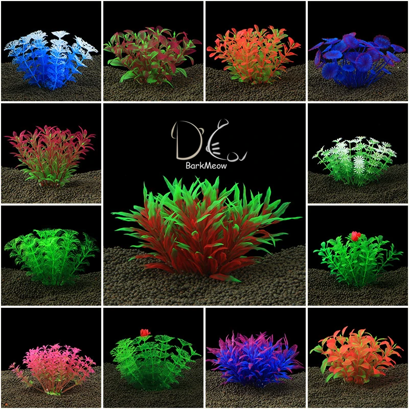 BarkMeow 12cm Simulation Aquatic Plants Fish Tank Landscape Aquariums Decorate TPC Ceramic Base Underwater Accessories | Дом и сад