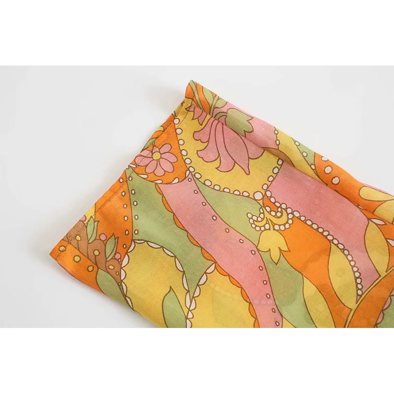 

2021 Summer Shirts Women Floral Printed Buttoned Long Sleeves Shirt Chic Lady Fashion Casual Women Blouse