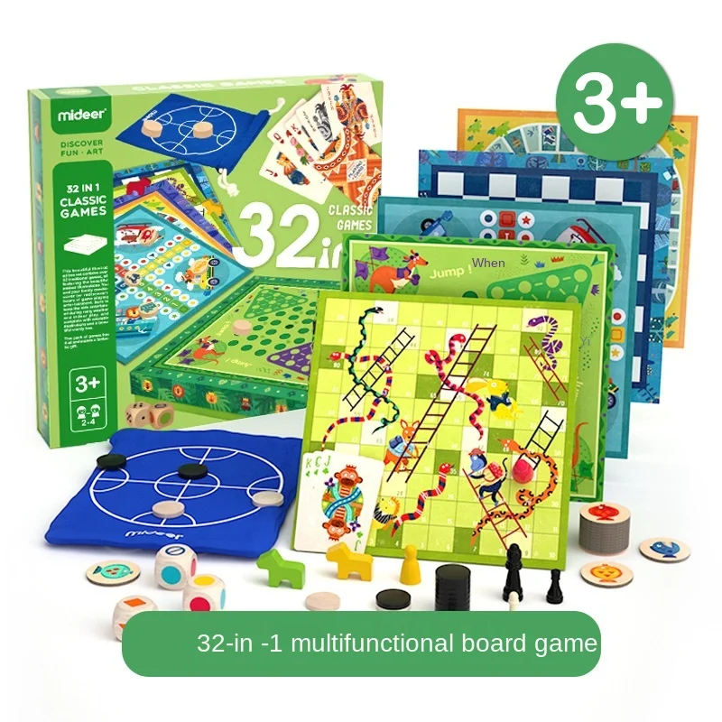 

2021 Best-selling Milu Board Games Children 32 and 1 Multifunctional Games Complete Draughts Chess Puzzle Flying Chess Toys