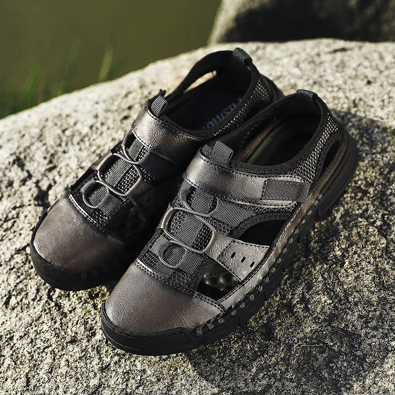 

2021Summer Men's Sandals Outdoor Casual Men's Sandals New Closed Toe Men's Beach Shoes plus Size