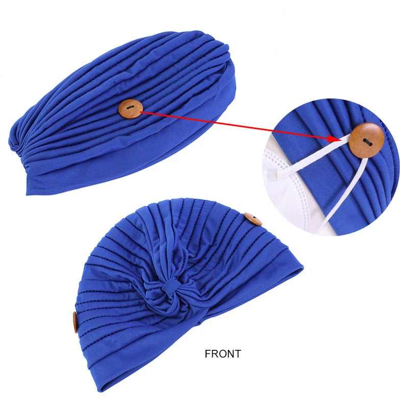 

Fashion Ladies Mask Buckle Cotton Hat Solid Color Warmer Ear Protection For Women Girl Spring Autumn High Quality Baotou Cap