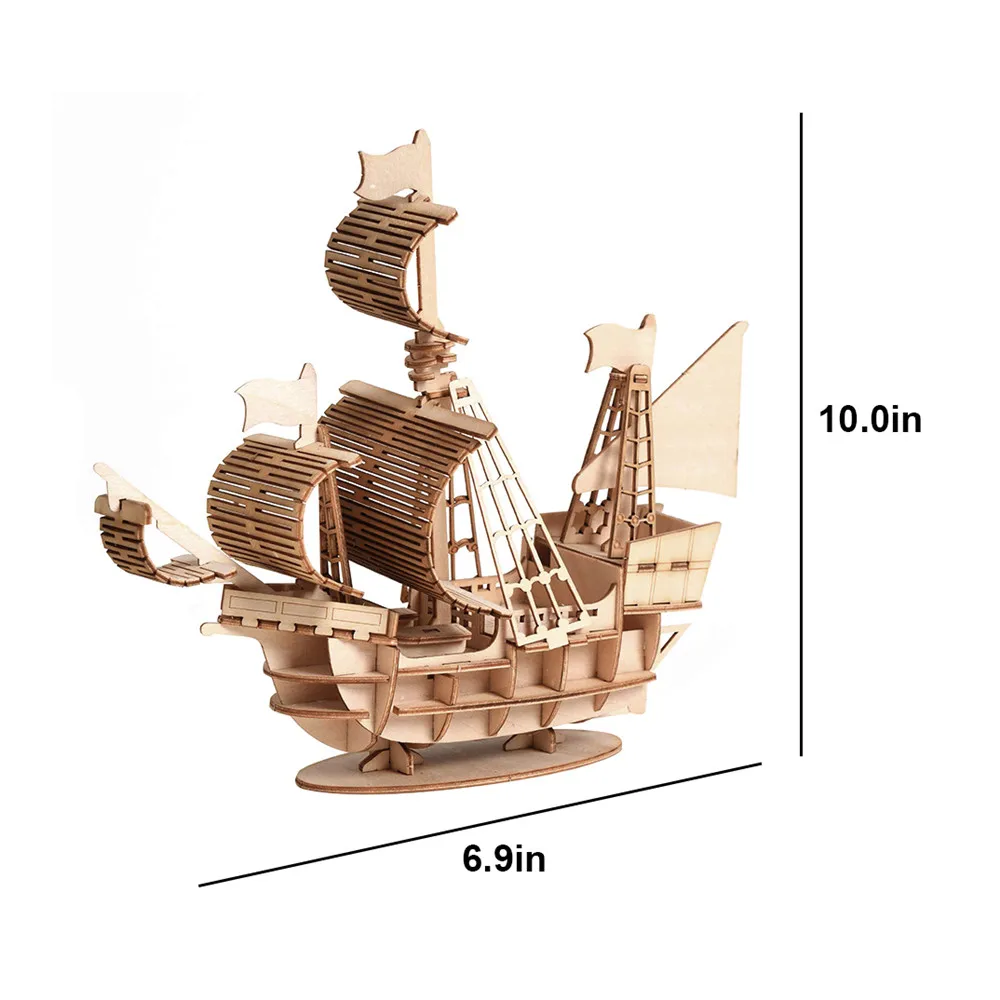 

Laser Cutting DIY Sailing Ship Toys 3D Wooden Puzzle Toy Assembly Model Wood Craft Kits Desk Decoration Toy for Children Kids